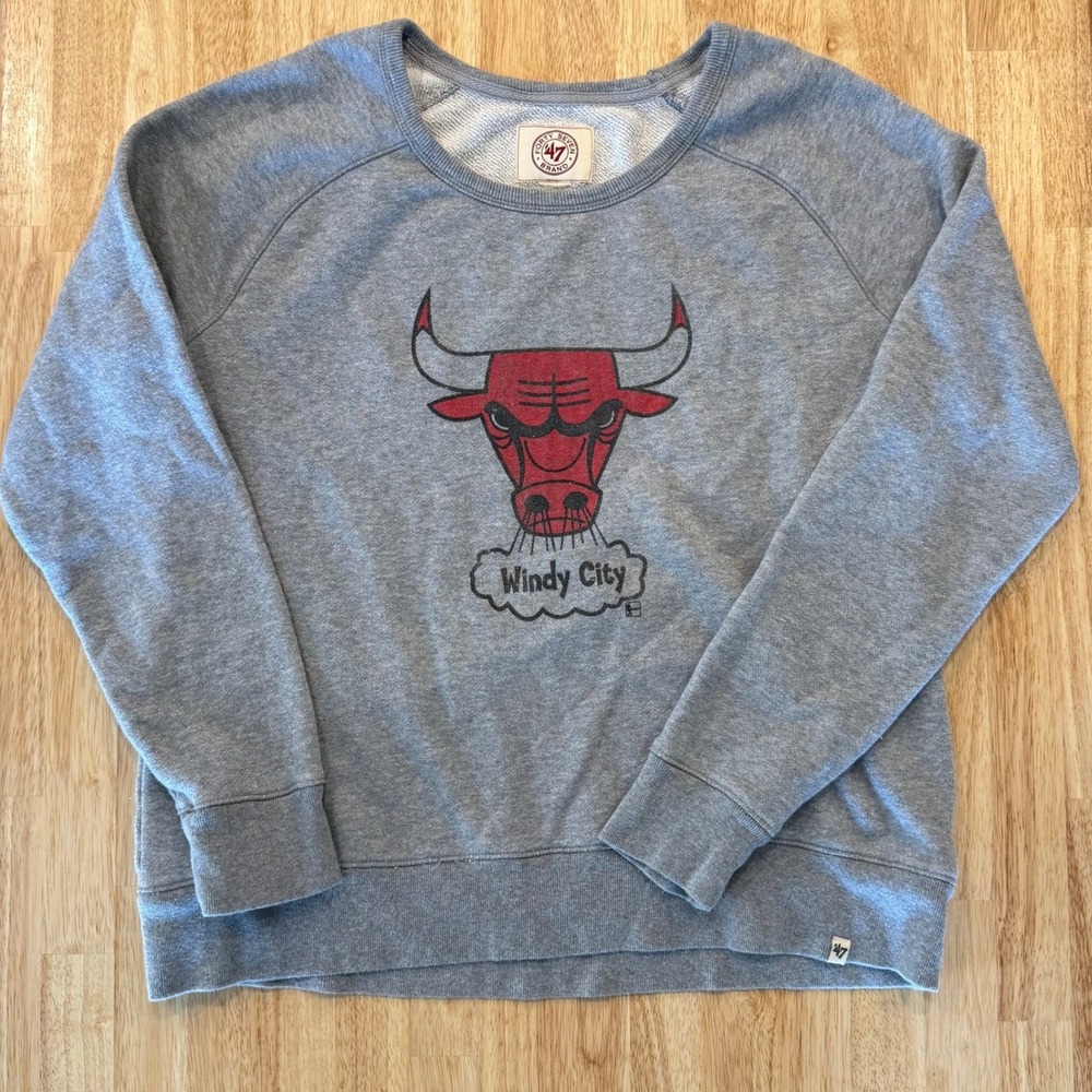 47 Brand Chicago Bulls Windy City Crewneck Sweatshirt Gray Womens